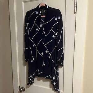 Clara Sun Woo Dark Blue and White Patterned Tunic L